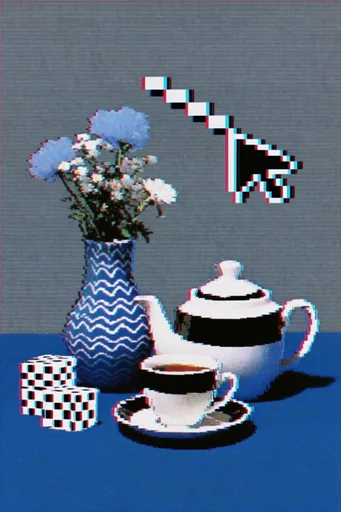 Digital Decay Surrealism style reference image — low-poly 3D render