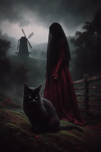 Crimson Gothic Noir style reference image — atmospheric fog