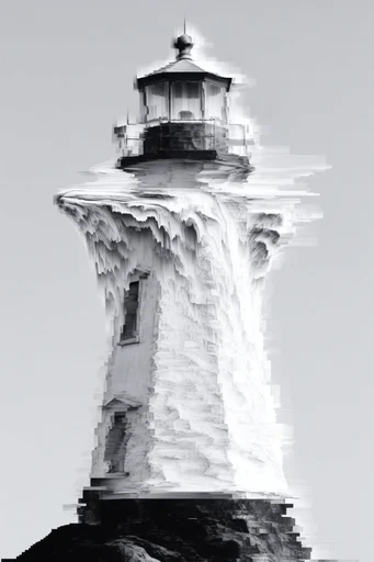 Monochromatic Digital Disintegration style reference image — digital disintegration