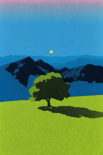 Graphic Minimalist Serigraph style reference image — minimalist graphic illustration