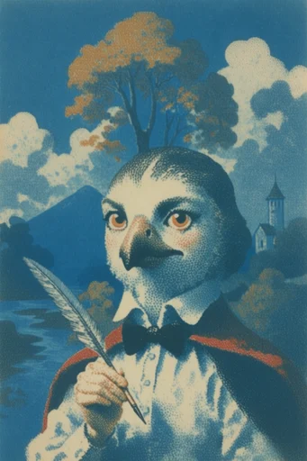 Vintage Lithographic Surrealism style reference image — surrealist botanical illustration