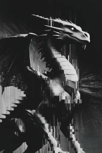 Corrupted Monochrome Noir style reference image — datamoshing