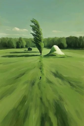 Verdant Painterly Solitude style reference image — lush verdant meadow