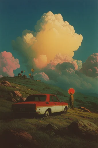 Vintage Cosmic Surrealism style AI image example 2
