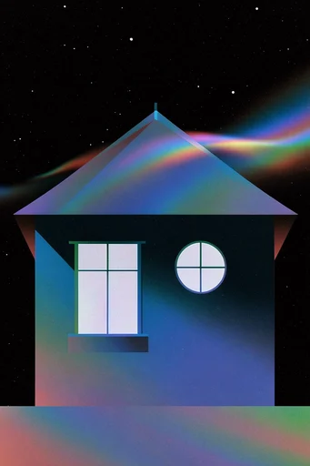 Iridescent Spectral Surrealism style reference image — deep violet and teal palette