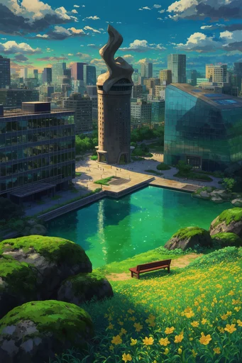 Luminous Aquatic Impressionism style reference image — high-angle overhead view
