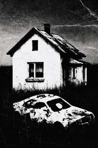 Gritty Monochromatic Surrealism style AI image example 4
