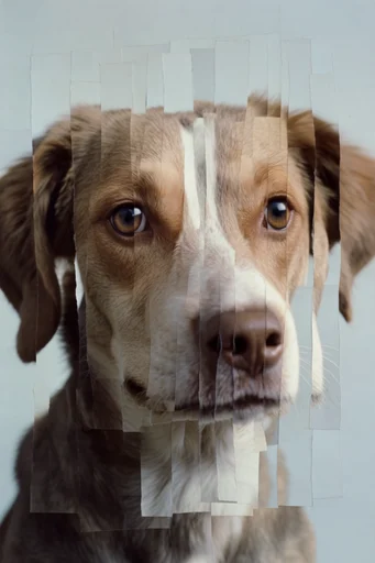 Fragmented Optical Surrealism style reference image — rhythmic vertical slicing