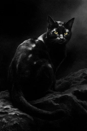 Nocturnal Stipple Noir style reference image — mezzotint texture