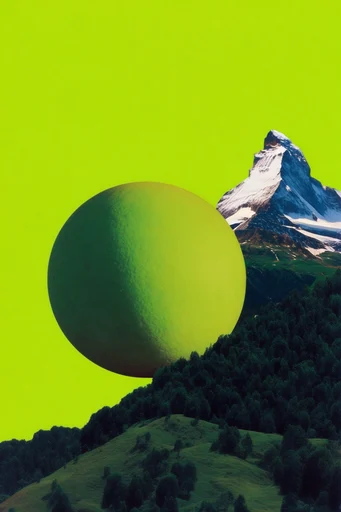 Surreal Verdant Minimalism style reference image — absurdist scale
