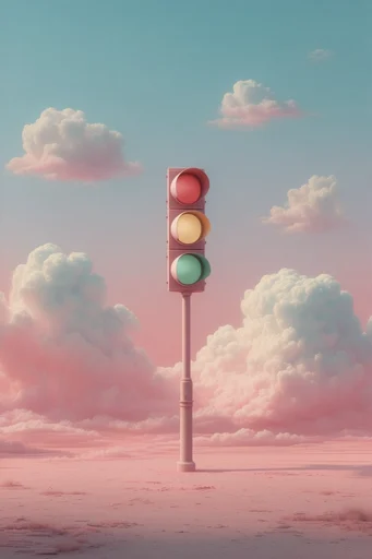 Ethereal Pastel Surrealism style reference image — fluffy cumulus clouds