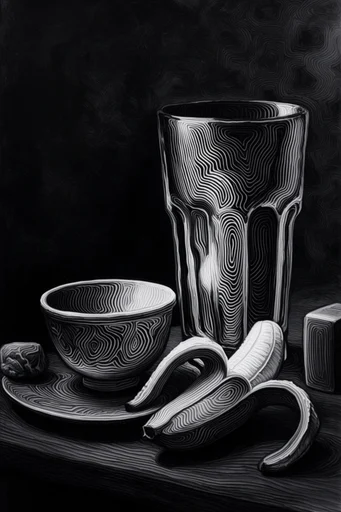 Luminous Topographic Surrealism style reference image — high-contrast noir