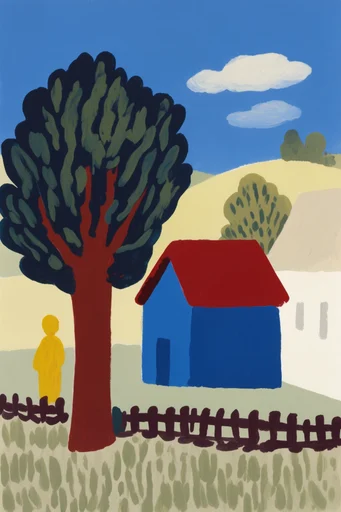 Constructivist Folk Modernism style AI image example 2