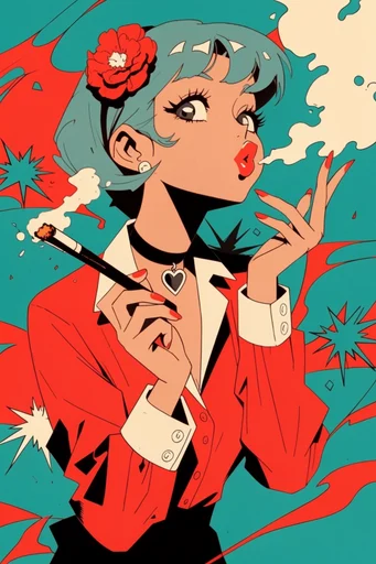 Retro Graphic Cel-Shaded style reference image — retro manga style