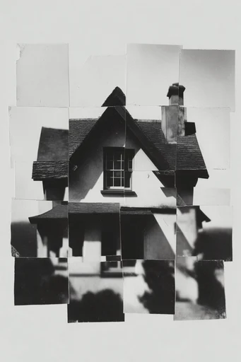 Deconstructed Monochrome Collage style AI image example 4