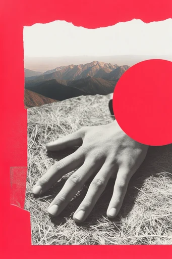 Constructivist Surrealist Collage style reference image — torn paper elements