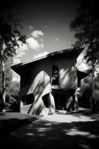 Monochrome Shadow Architecture style AI image example 4