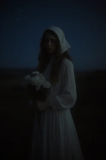 Cinematic Nocturnal Noir style reference image — high-ISO film grain