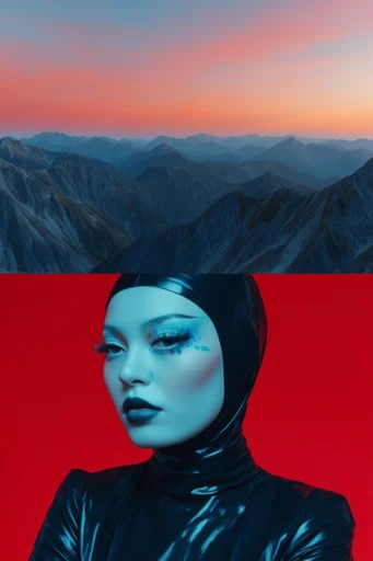 Retro-Futuristic Vinyl Surrealism style reference image — high-gloss vinyl texture