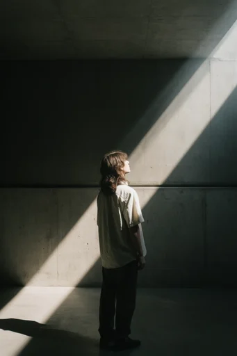 Minimalist Brutalist Chiaroscuro style reference image — high-contrast sunlight