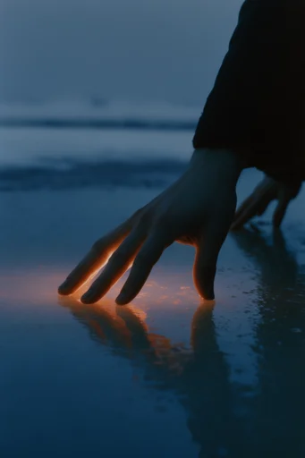 Cinematic Nocturnal Solitude style reference image — glowing amber light