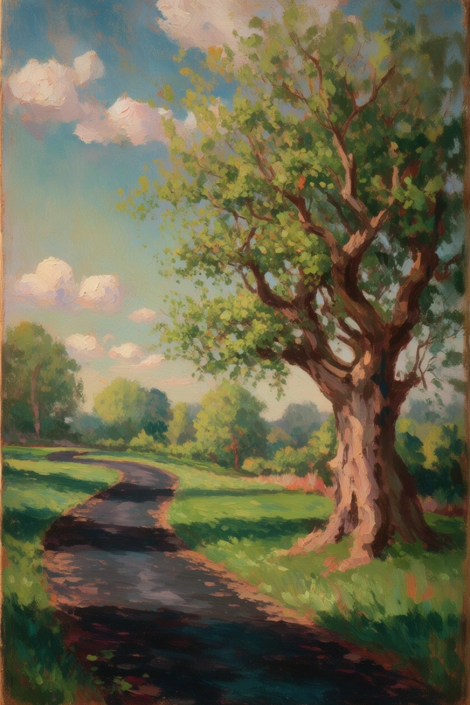 Luminous Impasto Pastoral style AI image example 2