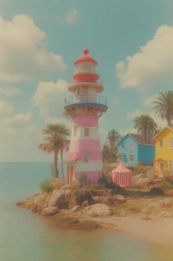 Nostalgic Surrealist Americana style reference image — uncanny dreamscape