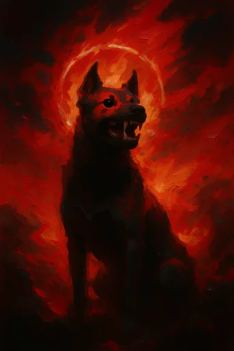 Infernal Gothic Impasto style reference image — high contrast composition