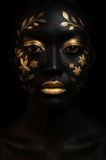 Gilded Obsidian Chiaroscuro style reference image — metallic shimmer