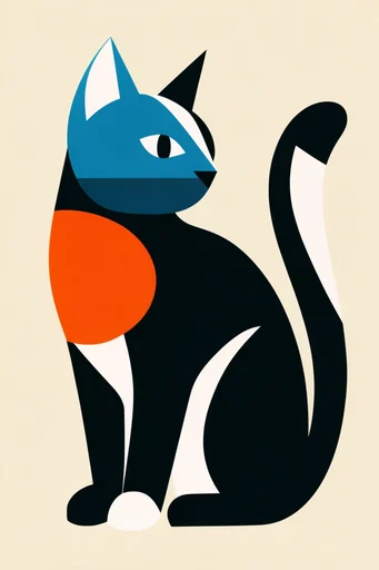 Modernist Paper Cutout style reference image — bold primary color palette
