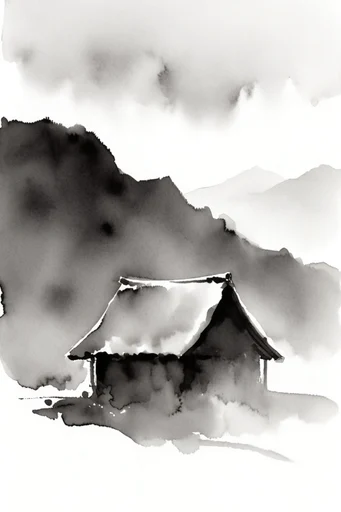 Atmospheric Ink Minimalism style AI image example 4