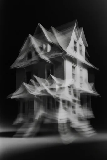 Monochromatic Kinetic Surrealism style reference image — sculptural silhouettes