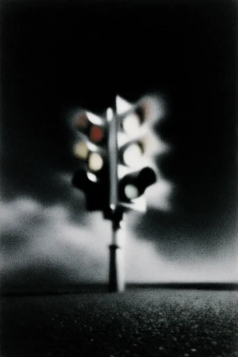 Ethereal Motion Noir style reference image — heavy analog film grain