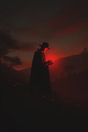 Crimson Cosmic Noir moodboard — generate AI images in this style