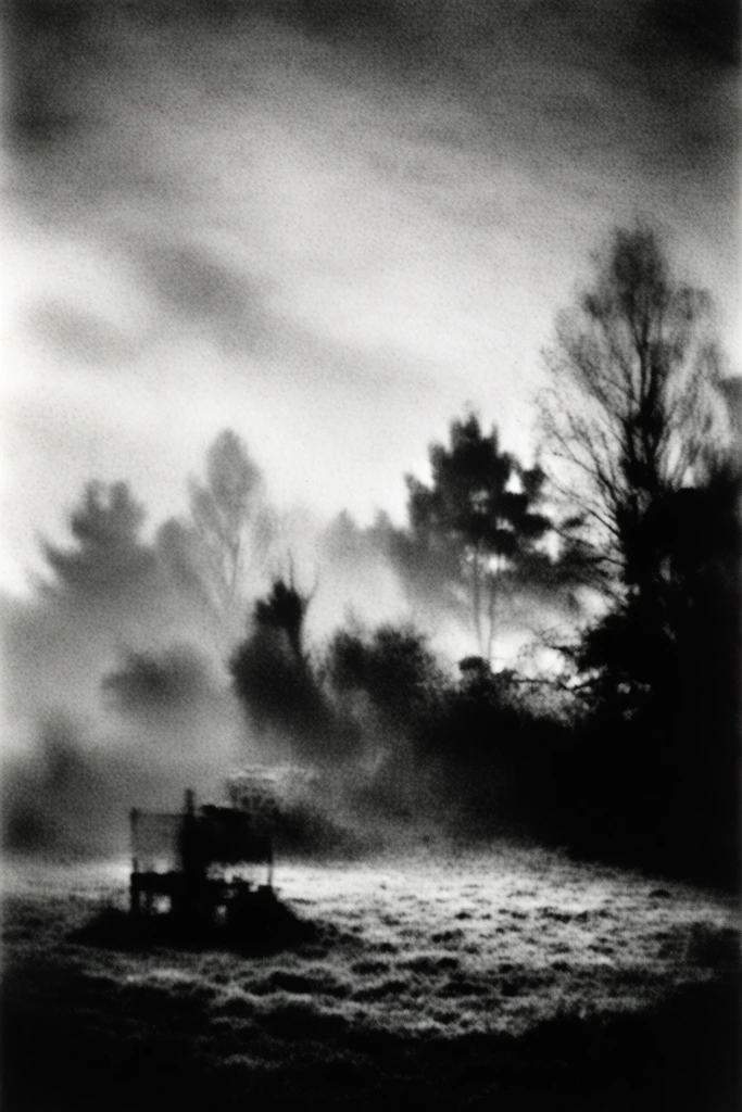 Haunting Monochrome Pictorialism style AI image example 2