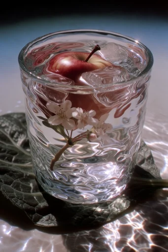 Refractive Surrealist Macro style reference image — refractive liquid distortion