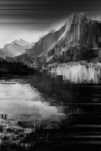 Corrupted Monochrome Brutalism style reference image — pixel sorting