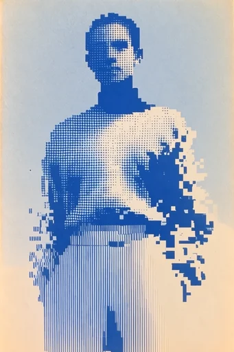 Digital Risograph Minimalism moodboard — generate AI images in this style