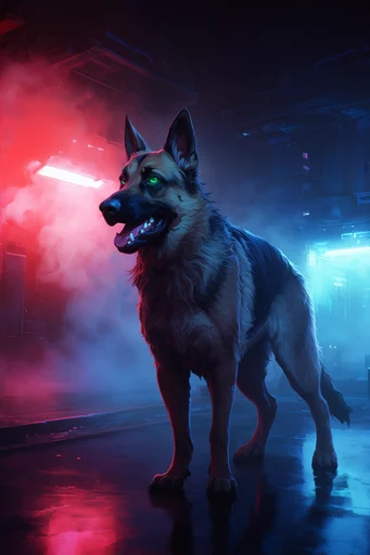 Atmospheric Neon Dystopia style reference image — magenta and cyan color palette