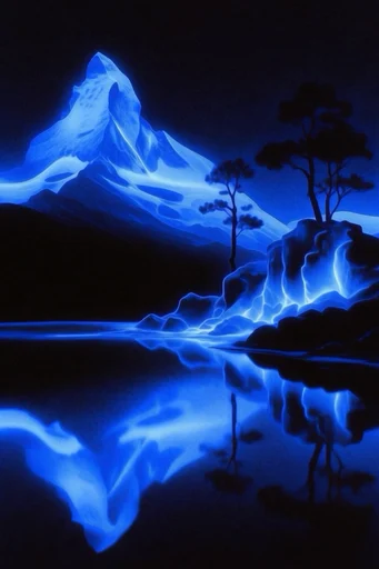 Spectral Cobalt Noir style reference image — cobalt blue monochrome