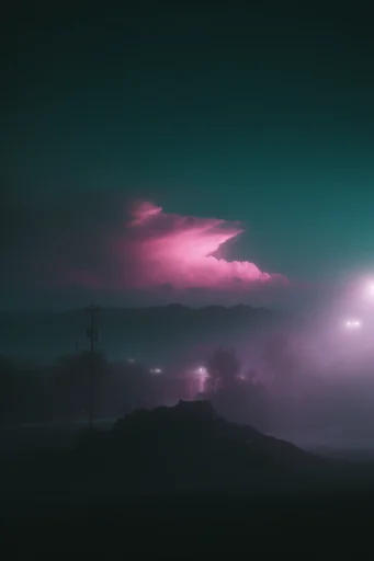 Cinematic Neon Noir style reference image — volumetric lighting