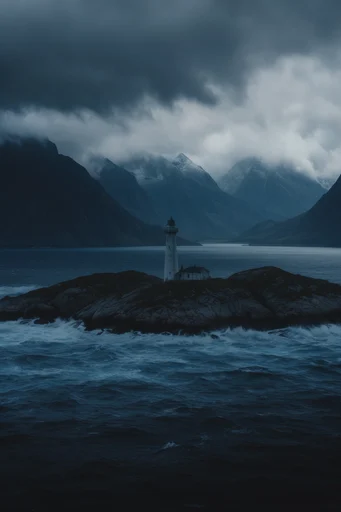 Sublime Nordic Noir style reference image — dense coastal fog