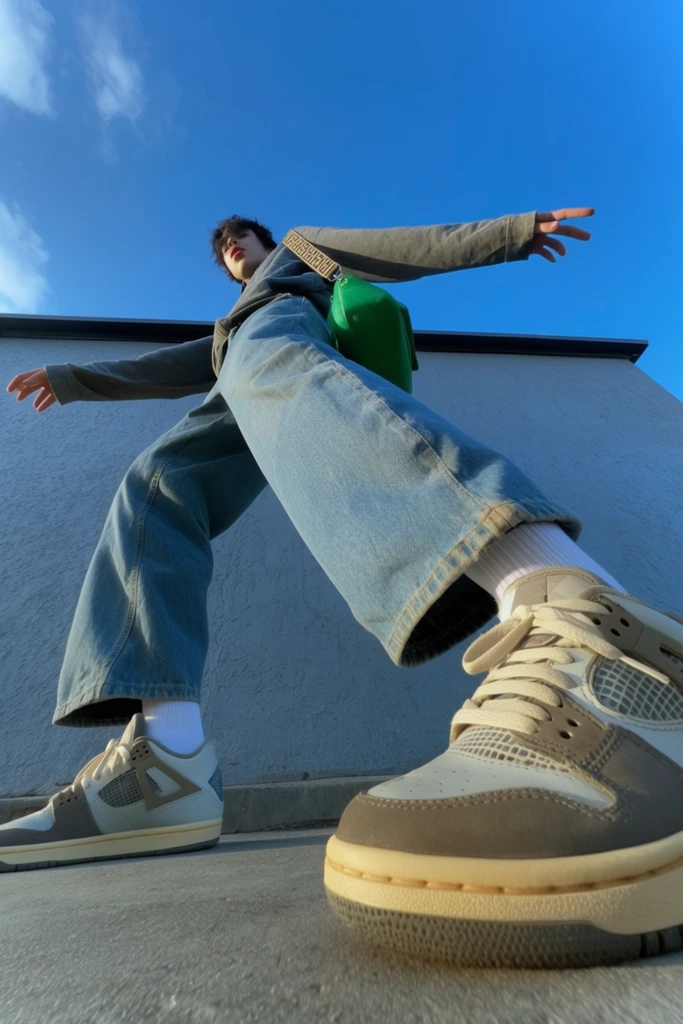 Dynamic Low-Angle Perspective style AI image example 1