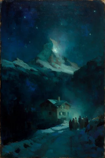 Luminous Nocturnal Abyss style reference image — nocturnal oil painting