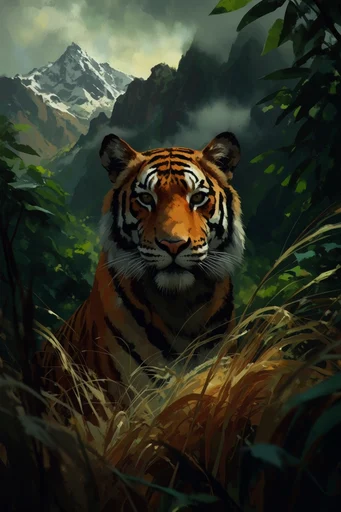 Chiaroscuro Jungle Noir style reference image — painterly digital illustration