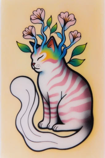 Neon Surreal Folklore style reference image — flat graphic composition