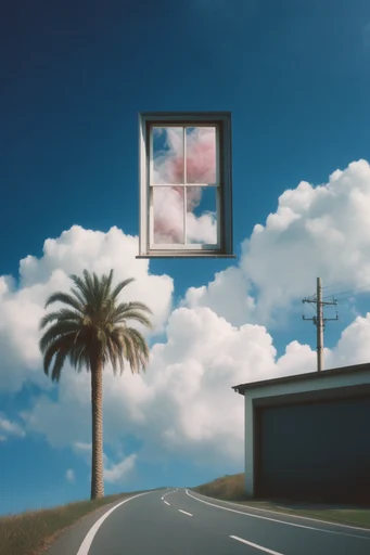 Surrealist Sky Collage style reference image — magical realism