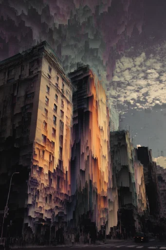 Amber Glitch Decay style reference image — pixel sorting