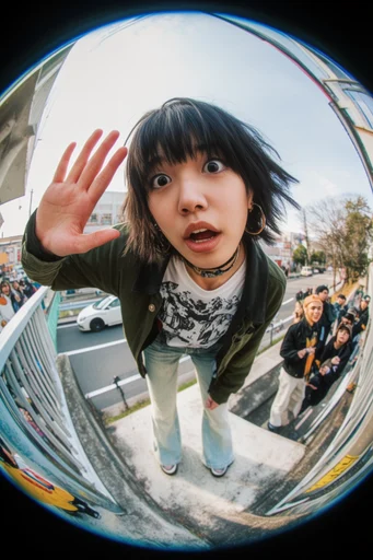 Distorted Urban Fisheye style reference image — dynamic perspective