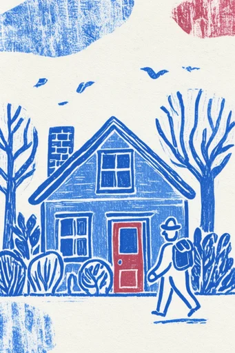 Rustic Risograph Americana style reference image — hand-carved aesthetic